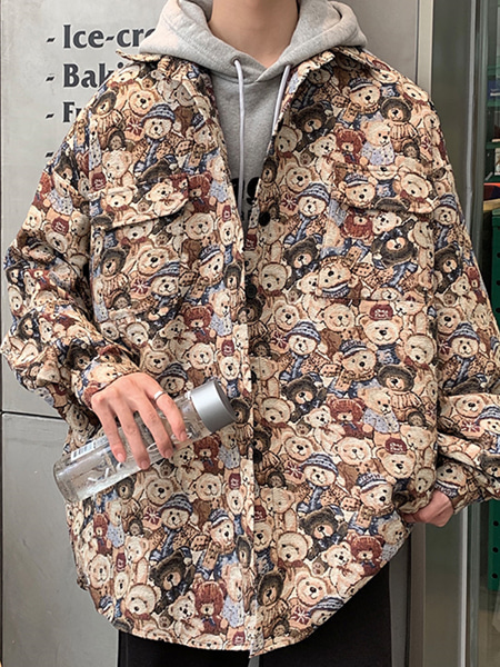 [당일배송]루스 곰돌이 캐릭터 오버핏 자켓 - 99스트릿