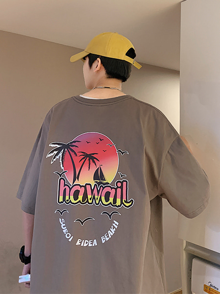 ★[당일배송]하와이 오버핏 반팔티 - 99스트릿